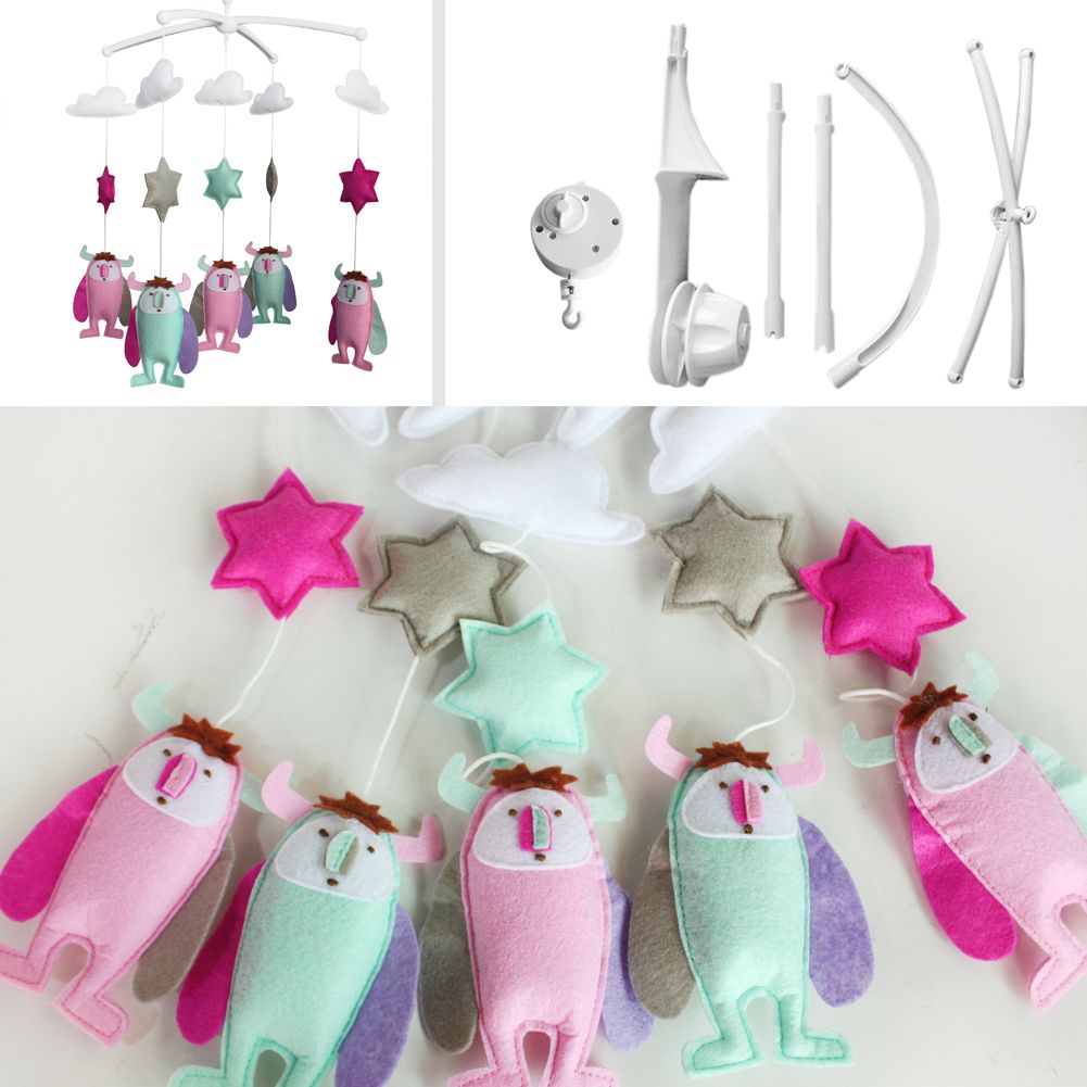 Handmade Nursery Decor Gift, Crib Mobile, Colorful Toy, Musical Box