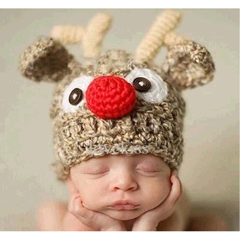 Baby Knitted Cute Hat Elk Hat Photo Prop for Baby Boys Girls