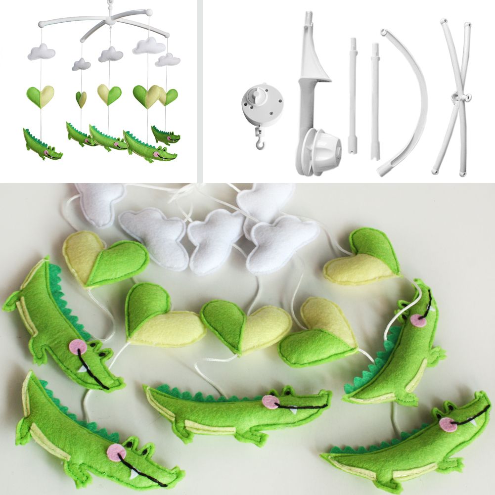 Handmade Nursery Decor Gift, Crib Mobile, [Cute Crocodile+Heart]