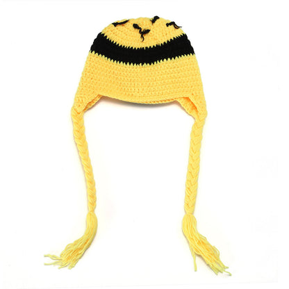 Baby Crochet Earflap Pilot Hats Photo Prop Big Yellow Eyes Beanie Cap Winter Warm Knit Caps for Toddlers Baby Girls and Boys