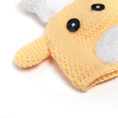 Baby Crochet Earflap Pilot Hats Photo Prop Big Yellow Deer Beanie Cap Winter Warm Knit Caps for Toddlers Baby Girls and Boys