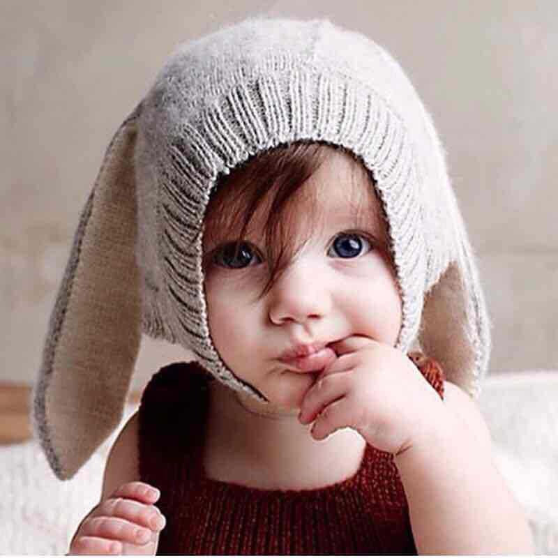 Baby Crochet Earflap Pilot Hats Photo Prop Rabbit Ears Beanie Cap Winter Warm Knit Caps for Toddlers Baby Girls and Boys