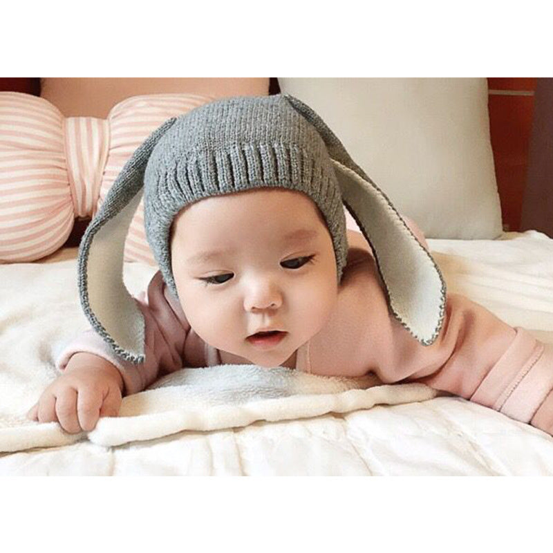 Baby Crochet Earflap Pilot Hats Photo Prop Rabbit Ears Beanie Cap Winter Warm Knit Caps for Toddlers Baby Girls and Boys