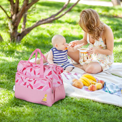 5Pcs Baby Nappy Diaper Bags Set Mummy Diaper Handbags with Diaper Pad Food Bag Bottle Bag Travel Tote Bags For Mom Dad