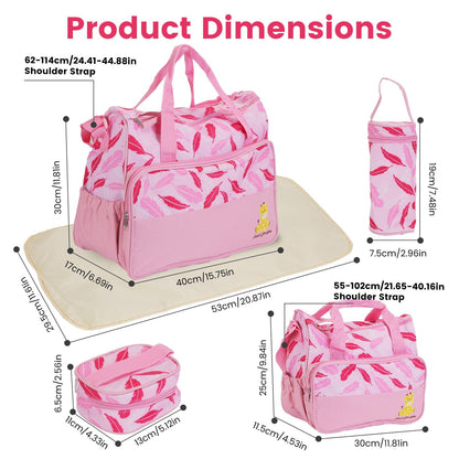 5Pcs Baby Nappy Diaper Bags Set Mummy Diaper Handbags with Diaper Pad Food Bag Bottle Bag Travel Tote Bags For Mom Dad