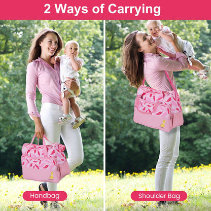 5Pcs Baby Nappy Diaper Bags Set Mummy Diaper Handbags with Diaper Pad Food Bag Bottle Bag Travel Tote Bags For Mom Dad