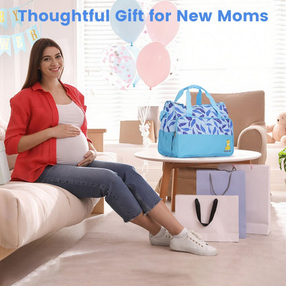 5Pcs Baby Nappy Diaper Bags Set Mummy Diaper Handbags with Diaper Pad Food Bag Bottle Bag Travel Tote Bags For Mom Dad