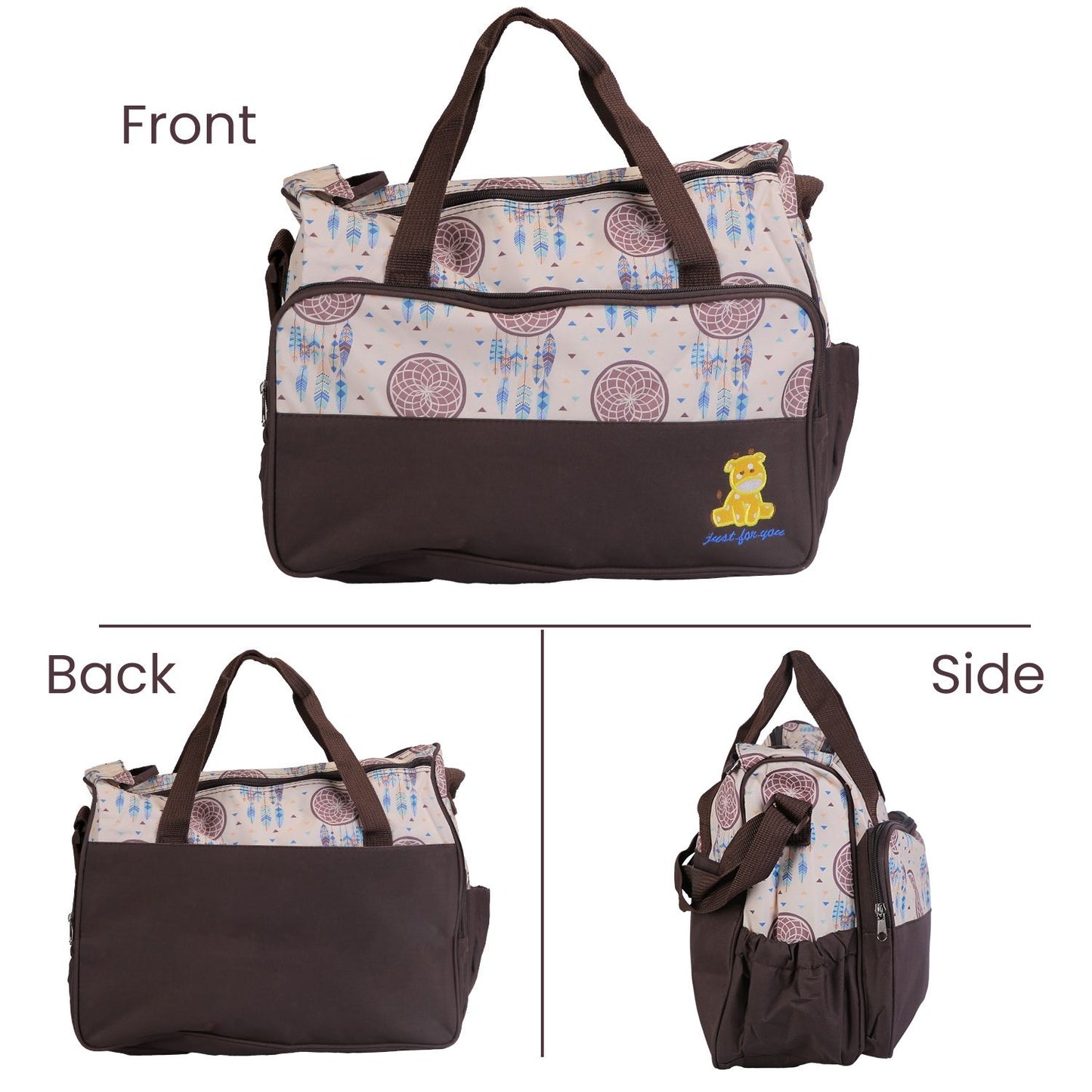 5Pcs Baby Nappy Diaper Bags Set Mummy Diaper Handbags with Diaper Pad Food Bag Bottle Bag Travel Tote Bags For Mom Dad