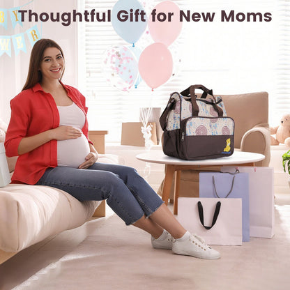 5Pcs Baby Nappy Diaper Bags Set Mummy Diaper Handbags with Diaper Pad Food Bag Bottle Bag Travel Tote Bags For Mom Dad