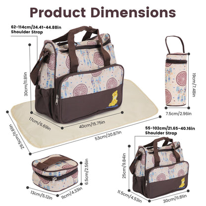 5Pcs Baby Nappy Diaper Bags Set Mummy Diaper Handbags with Diaper Pad Food Bag Bottle Bag Travel Tote Bags For Mom Dad