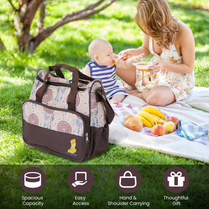 5Pcs Baby Nappy Diaper Bags Set Mummy Diaper Handbags with Diaper Pad Food Bag Bottle Bag Travel Tote Bags For Mom Dad