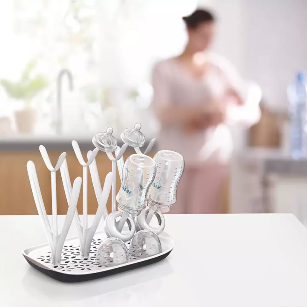 Bottle Drying Rack Space Saving Countertop Baby Bottle Holder, Drying Rack for Baby Bottles Accessories - Stores Up to 12 Bottles, Dishwasher Safe