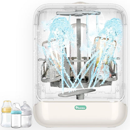 Baby Bottle Washer, Sterilizer and Dryer Pro Cleaning Machine with 360° Dual Spray Arms, Steam Sterilization, Drying Function, Auto Cleaning for Breast Pump Parts, and Baby Feeding Accessories
