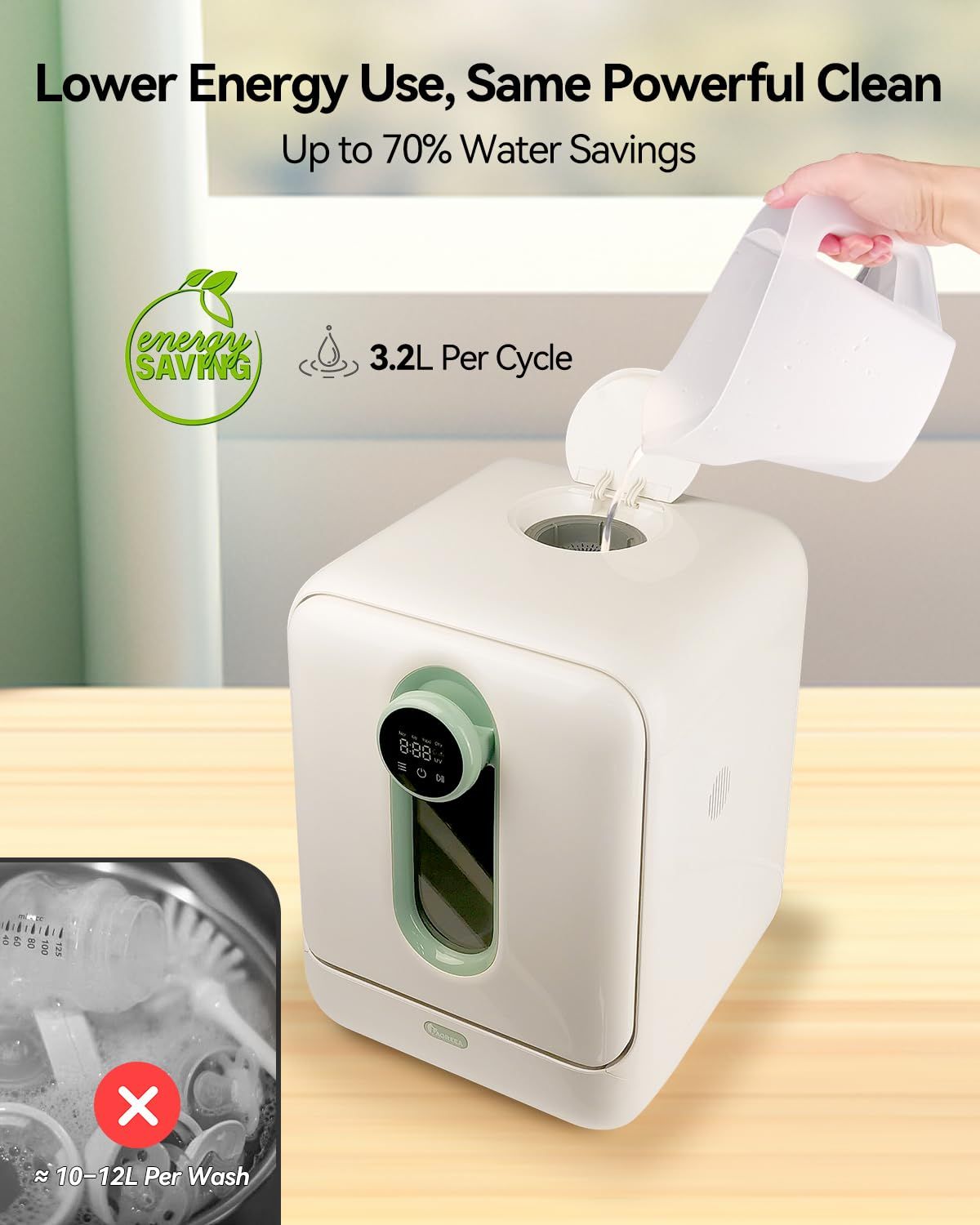 Baby Bottle Washer, Sterilizer and Dryer Pro Cleaning Machine with 360° Dual Spray Arms, Steam Sterilization, Drying Function, Auto Cleaning for Breast Pump Parts, and Baby Feeding Accessories