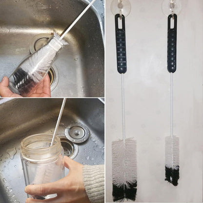 Bottle Brushes Thin Long Handle X 2, Utility Skinny Wire Cleaner Set Big Small, Bendable Flexible for Cleaning Narrow Neck Water, Beer, Wine, Baby Bottles, Pipes, Tubes, Hoses, and Flasks