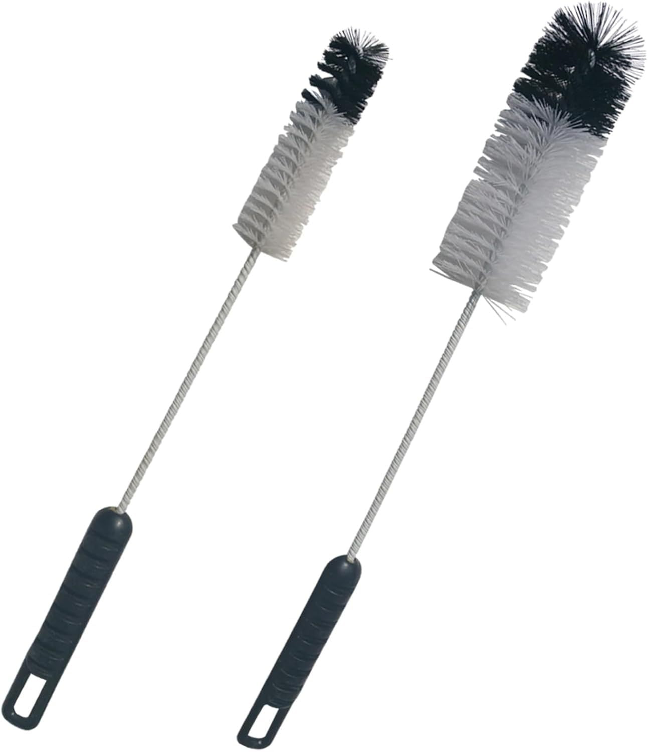 Bottle Brushes Thin Long Handle X 2, Utility Skinny Wire Cleaner Set Big Small, Bendable Flexible for Cleaning Narrow Neck Water, Beer, Wine, Baby Bottles, Pipes, Tubes, Hoses, and Flasks