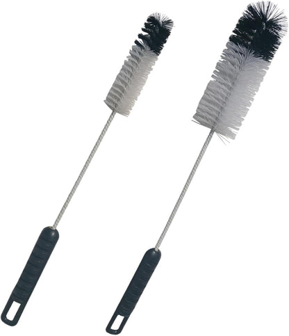 Bottle Brushes Thin Long Handle X 2, Utility Skinny Wire Cleaner Set Big Small, Bendable Flexible for Cleaning Narrow Neck Water, Beer, Wine, Baby Bottles, Pipes, Tubes, Hoses, and Flasks