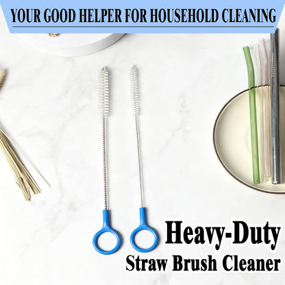 Heavy-Duty Straw Cleaner Brush, 2 Pcs Flexible Straw Brush Set,Reusable Straws Cleaning Brush with Stainless Steel and Nylon Bristles for Baby Bottles,Stanley Cup.