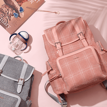 SUNVENO Diaper Bag Backpack, Baby Changing Bag Nappy Tweed Baby Diaper Bags Multifunction Waterproof for Travel