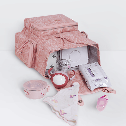 SUNVENO Diaper Bag Backpack, Baby Changing Bag Nappy Tweed Baby Diaper Bags Multifunction Waterproof for Travel