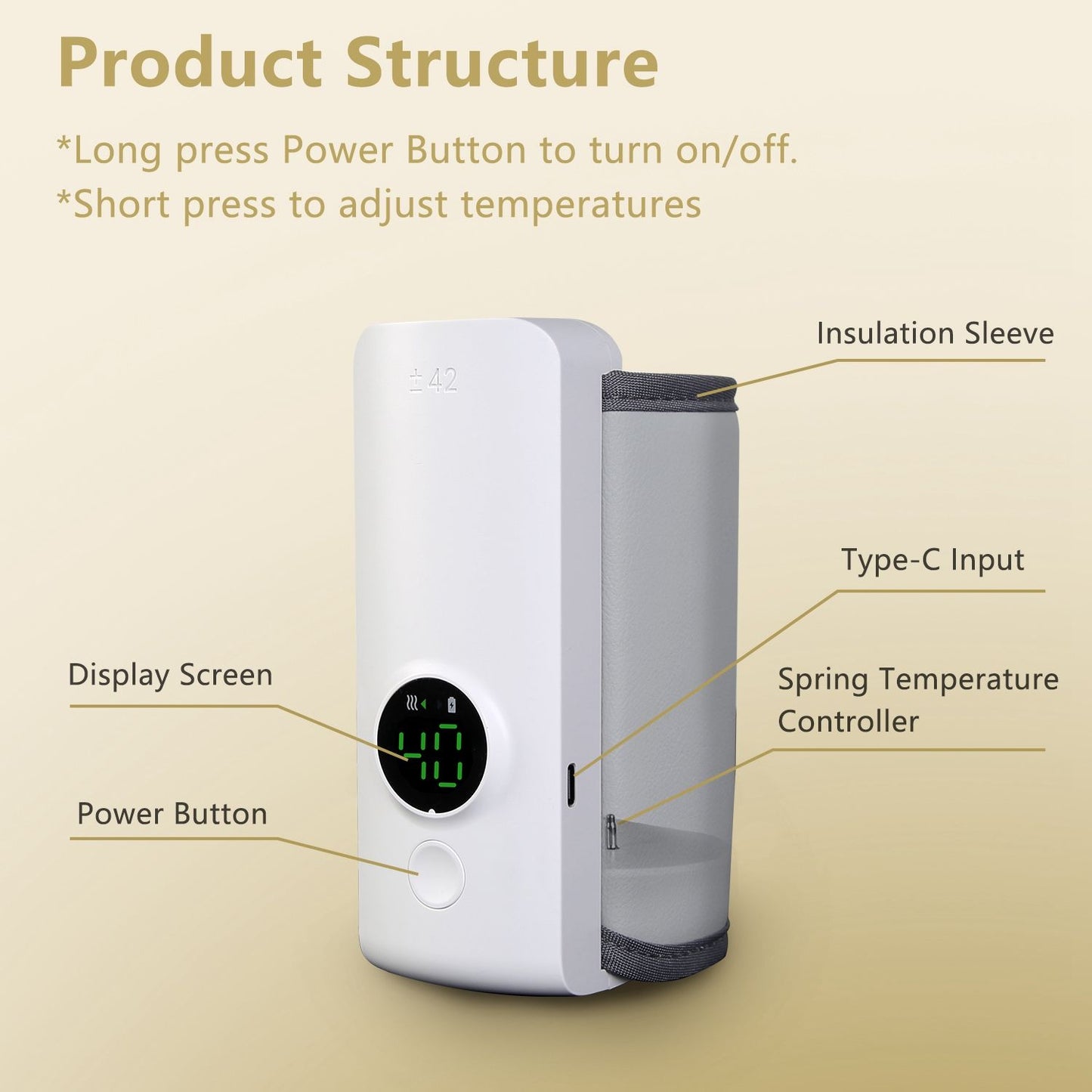 Portable Bottle Warmer On The Go Baby Milk Warmer Milk Formula Warmer for Travel with 6 Heating Levels USB Rechargeable Keep Milk Warm for 5 Hours